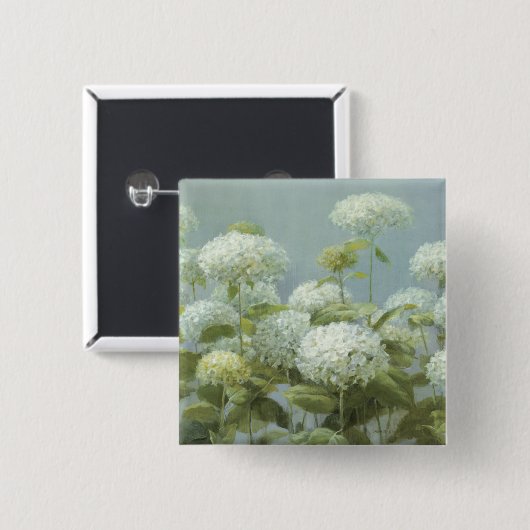 Weißer Hydrangea-Garten Button (Vorne & Hinten)