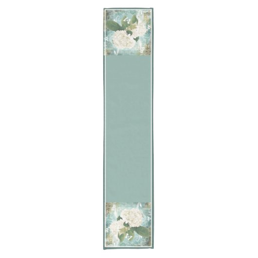 Weißer Hydrangea-kurzer Tischläufer (Vorderseite)