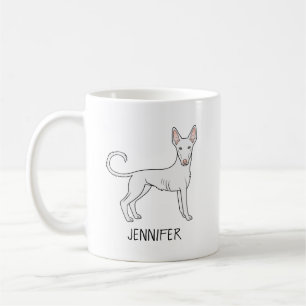 Weißer Ibizan Hound Glatthaar Cartoon-Hund & Name Kaffeetasse
