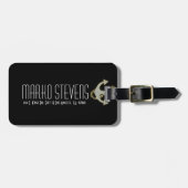 Weißer Imitat Glitzer & Goldener Wasseranker Gepäckanhänger (Vorderseite horizontal)