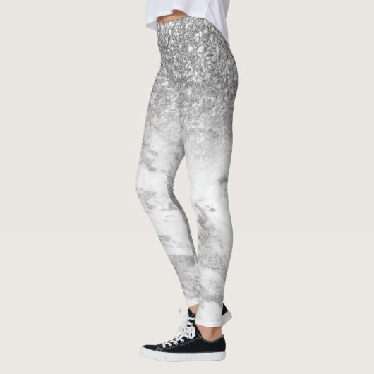 Weißer Imitat und Glitzer ombre Leggings (Links)