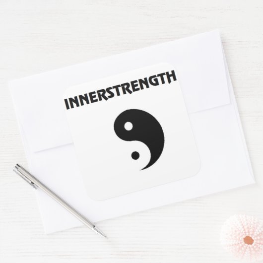 Weißer INNERSTRENGTH-Stiker Quadratischer Aufkleber (Umschlag)