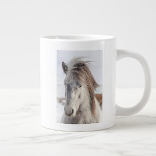 Weißer Isländischer Pferdekopf Jumbo-Tasse