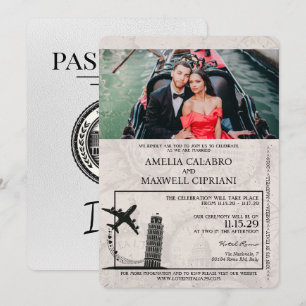 Weißer Italien Reisepass Hochzeitseinladung Einladung