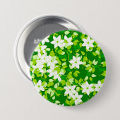 Weißer Jasmin unter grünen Blätter Button (Vorne & Hinten)