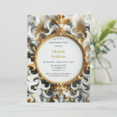 Weißer Junggeselinnen-Abschied im Barockstil Einladung (Stehend Vorderseite)