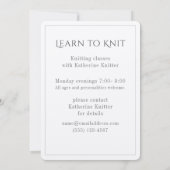 WEISSER KABELKABEL STRICK Knitterklassenkarte Feiertagskarte (Rückseite)