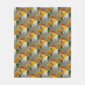 Weißer Kaiksittich mit Holzklotz Fleecedecke (Vorderseite)