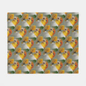 Weißer Kaiksittich mit Holzklotz Fleecedecke (Vorderseite (Horizontal))