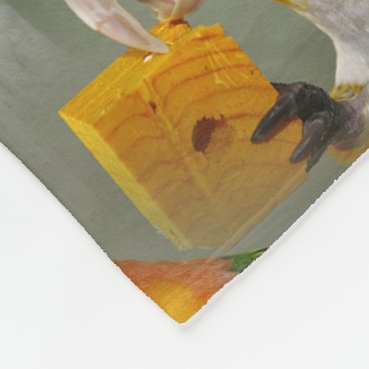 Weißer Kaiksittich mit Holzklotz Fleecedecke (Ecke)
