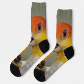 Weißer Kaiksittich mit Holzklotz Socken (Linkes Detail)