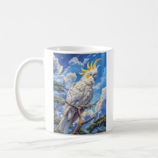 Weißer Kakadu Kaffeetasse (Links)