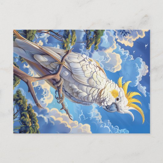 Weißer Kakadu Postkarte (Vorderseite)