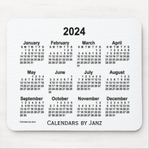 Weißer Kalender 2024 von Janz Mouse Pad Mousepad