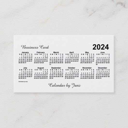 Weißer Kalender 2024 von Janz Visitenkarte (Vorderseite)