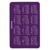 Weißer Kalender 2024 - Vorlage für den Lila Hinter Magnet (Vertikal)