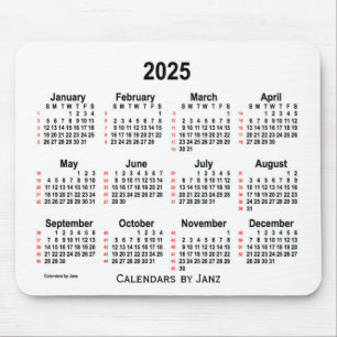 Weißer Kalender 2025 - 52 Wochen von Janz Mousepad