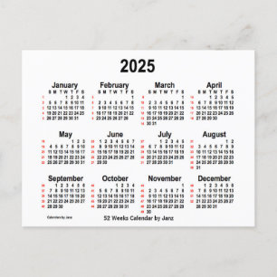Weißer Kalender 2025 - 52 Wochen von Janz Postkarte