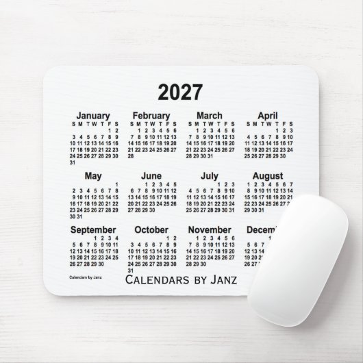 Weißer Kalender 2027 von Janz Mouse Pad Mousepad (Mit Mouse)
