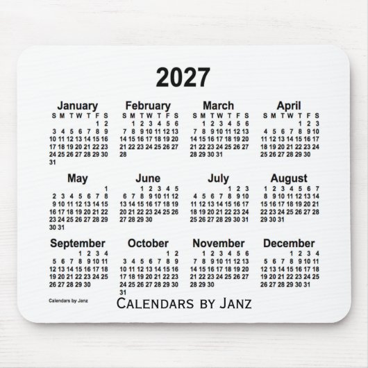 Weißer Kalender 2027 von Janz Mouse Pad Mousepad (Vorne)