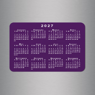 Weißer Kalender 2027 Vorlage mit lila Hintergrund Magnet