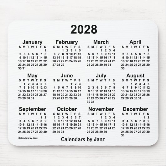 Weißer Kalender 2028 von Janz Mouse Pad Mousepad (Vorne)