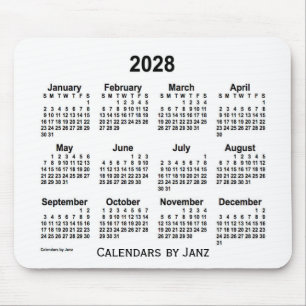 Weißer Kalender 2028 von Janz Mouse Pad Mousepad