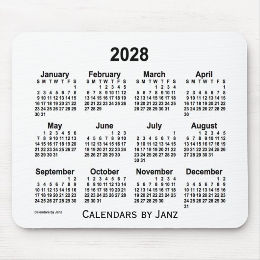 Weißer Kalender 2028 von Janz Mouse Pad Mousepad (Vorne)