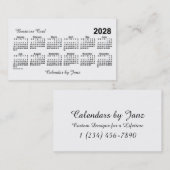 Weißer Kalender 2028 von Janz Visitenkarte (Vorne/Hinten)