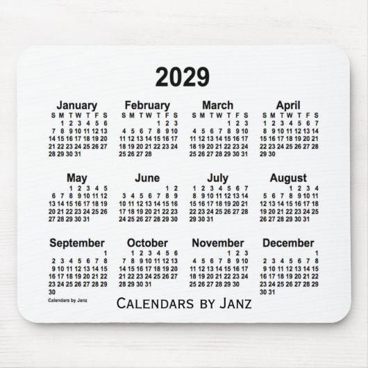 Weißer Kalender 2029 von Janz Mouse Pad Mousepad (Vorne)