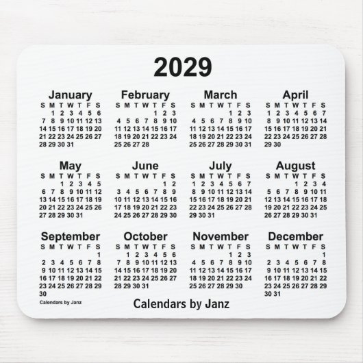 Weißer Kalender 2029 von Janz Mouse Pad Mousepad (Vorne)