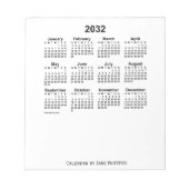 Weißer Kalender 2032 von Janz Notepad Notizblock (Vorderseite)