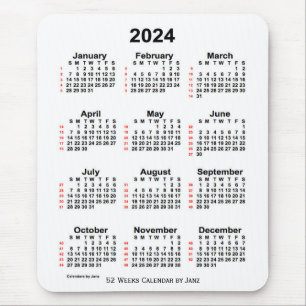 Weißer Kalender der 52 Wochen 2024 von Janz Mousepad