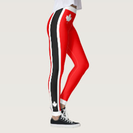 Weißer kanadischer Ahorn mit Schwarz-weißen Seiten Leggings