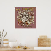 Weißer Kaninchen-Carnivale-Stil (Gold-Version) Poster (Küche)