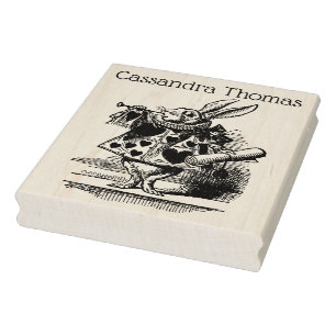 Weißer Kaninchen-Hof-Trompeter Alice im Wunderland Gummistempel