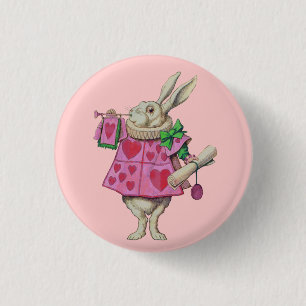 Weißer Kaninchen-(im Rosa) Knopf Button