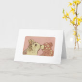 Weißer Kaninchen und Valentiner Bär Karte (Gelbe Blume)