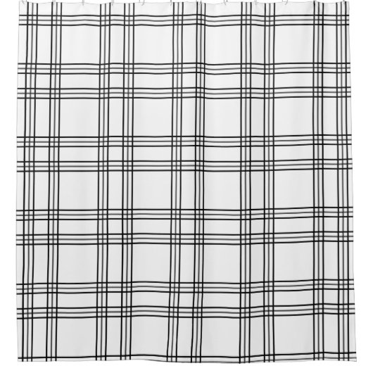 Weißer Karierter Tartan mit schwarzem Lines Duschv Duschvorhang (Vorderseite)