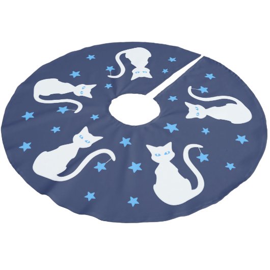 Weißer Katzen-Baum-Rock Polyester Weihnachtsbaumdecke (Schrägansicht)