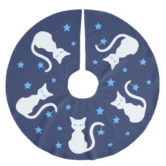 Weißer Katzen-Baum-Rock Polyester Weihnachtsbaumdecke (Vorderseite)