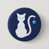 Weißer Katzen-Knopf Button (Vorderseite)