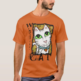 Weißer Katzen-zeitgenössische Kunst-T - Shirt
