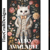 Weißer Katzenbarsch bestickte Outfit CB8 Decoupage Seidenpapier