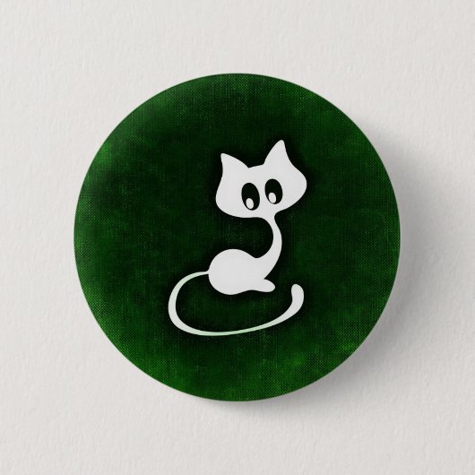 Weißer Katzengrünhintergrund Button (Vorderseite)
