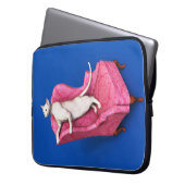 Weißer Katzenklappelärmel Laptopschutzhülle (Vorderseite Links)