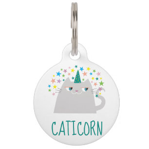 Weißer KatzeUnicorn Caticorn niedliches lustiges Tiernamensmarke