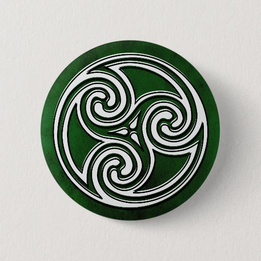 Weißer keltischer irischer Knoten Triskelion Button (Vorderseite)