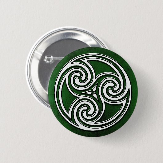 Weißer keltischer irischer Knoten Triskelion Button (Vorne & Hinten)