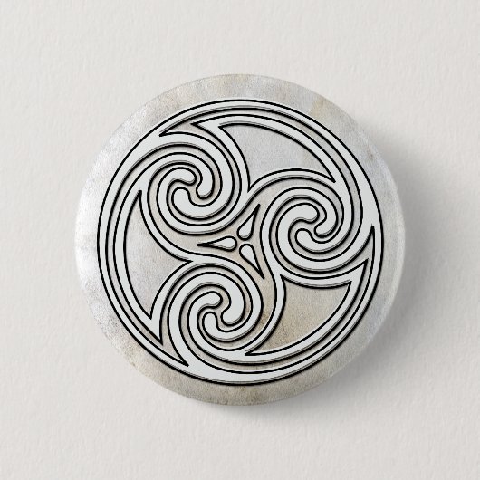 Weißer keltischer irischer Knoten Triskelion Button (Vorderseite)